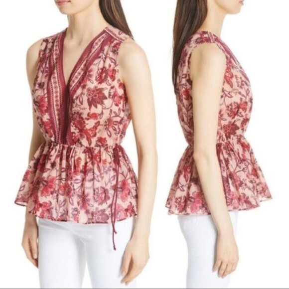 kate spade Tops - NWOT Kate Spade Paisley Blossom Top Floral Boho Peplum size XXS